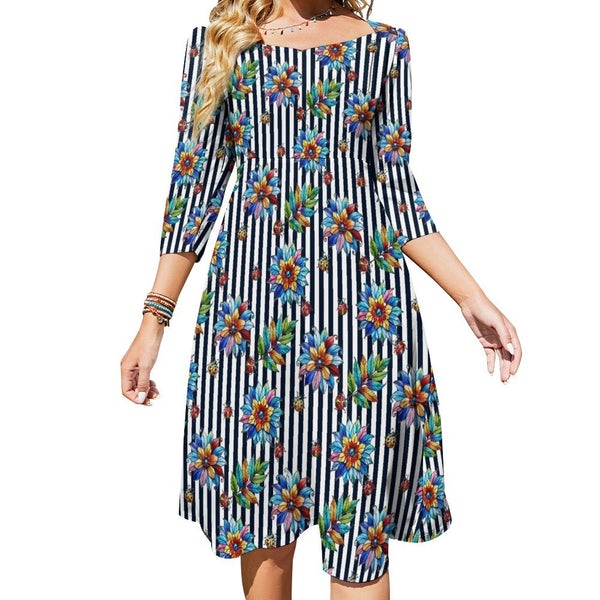 Stained Glass Striped Garden Sweetheart Dress Flare dress