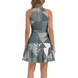 Ruffle Hem Belted Halter Dress