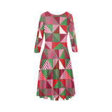 scrub xmas print Tethys Half-Sleeve Skater Dress(Model D20)