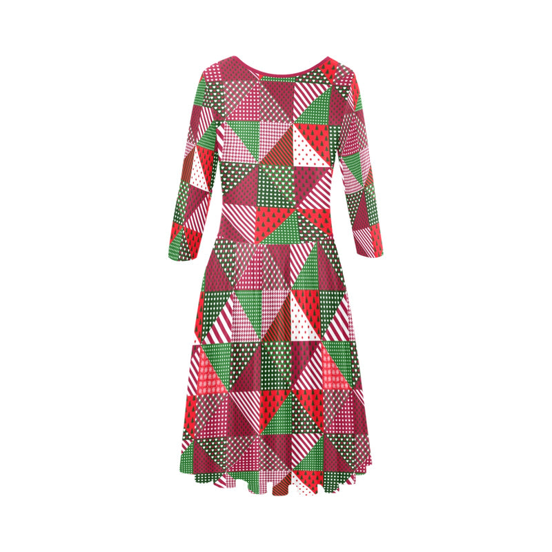 scrub xmas print Tethys Half-Sleeve Skater Dress(Model D20)