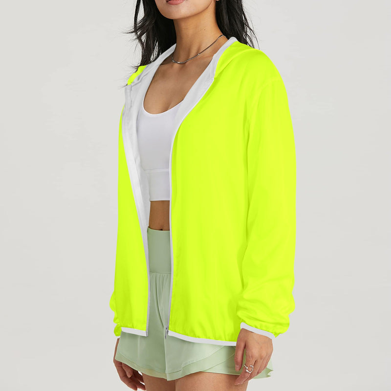 NEON GREEN hat Women's Lightweight Sun Protection Hoodie (Model H62)