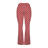coral orange polka dots High Waist Crossover Tummy Control Flare Leggings
