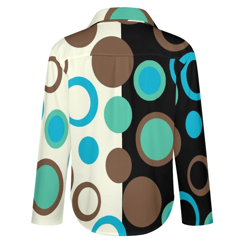 Long Sleeve Blouse (B648) Cropped hem shirt