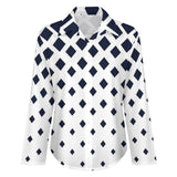 Long Sleeve Blouse (B648) Cropped hem shirt