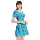 Puff Sleeve Sweetheart Neck Short Dress