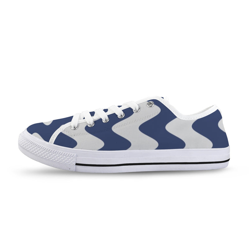 waves blue white print 2A Seattle Low Top Women's Shoes (Model 1013-6)