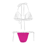 pink dark print solid 2A Women's Halter String Bikini Set