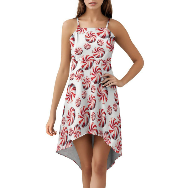 Women&#039;s High-Low Spaghetti Strap Dress Tailcoat skirt