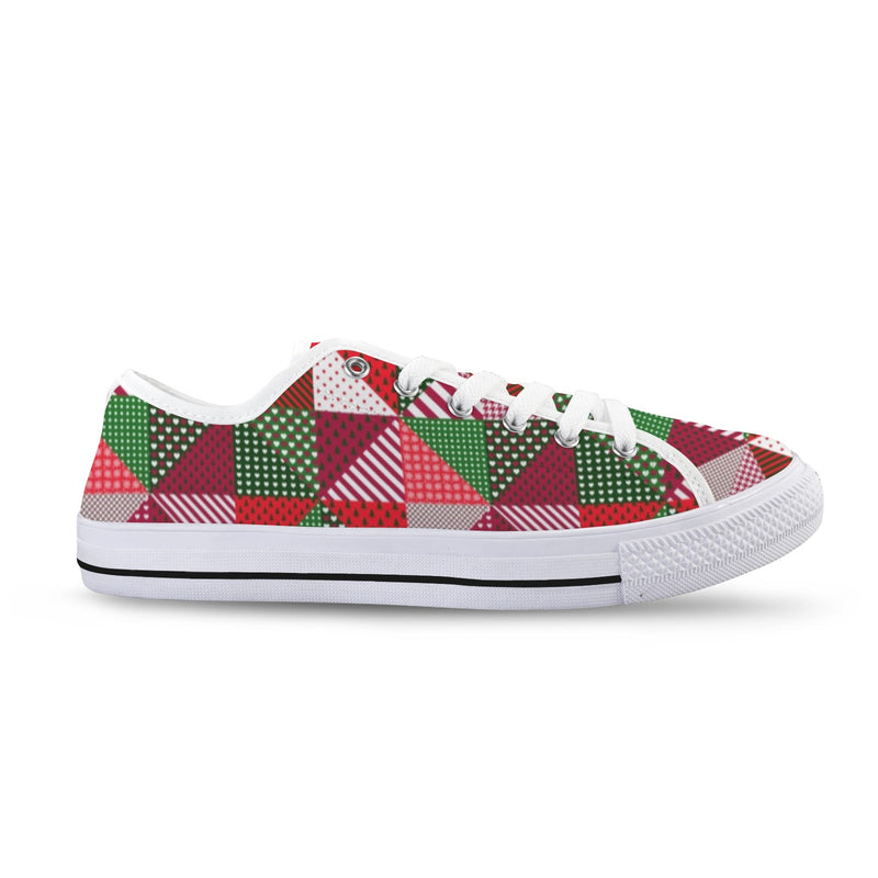 patchwork print xmas 4 Seattle Low Top Men's Shoes (Model 1013-6)