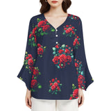 Women&#039;s V-Neck Petal Sleeve Blouse Petal sleeve top