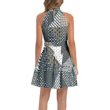 Ruffle Hem Belted Halter Dress