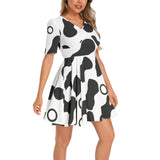 Short Sleeve Ruched Bust Flared Hem Dress