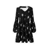 bw stars sun moon print V-Neck Loose Fit Dress (Model D62)