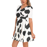 Short Sleeve Ruched Bust Flared Hem Dress