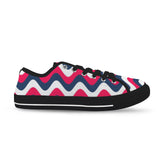 tricolor wavy red white blue print Seattle Low Top Women's Shoes (Model 1013-6)