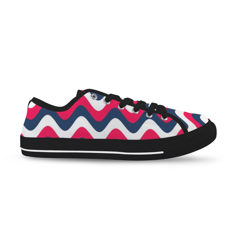 tricolor wavy red white blue print Seattle Low Top Women's Shoes (Model 1013-6)