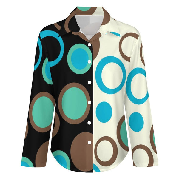 Long Sleeve Blouse (B648) Cropped hem shirt