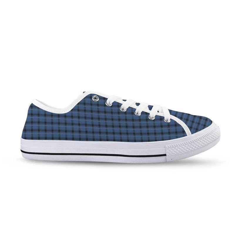 blue plaid print 4A Seattle Low Top Men's Shoes (Model 1013-6)