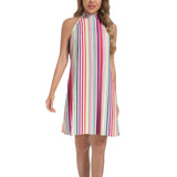 Tie Back Halter Neck Flared Dress