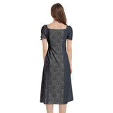 Puff Sleeve Split Thigh Midi Dress