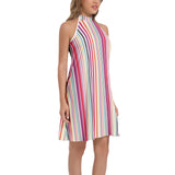 Tie Back Halter Neck Flared Dress