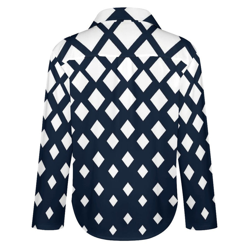 Long Sleeve Blouse (B648) Cropped hem shirt