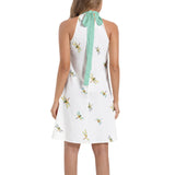 Tie Back Halter Neck Flared Dress