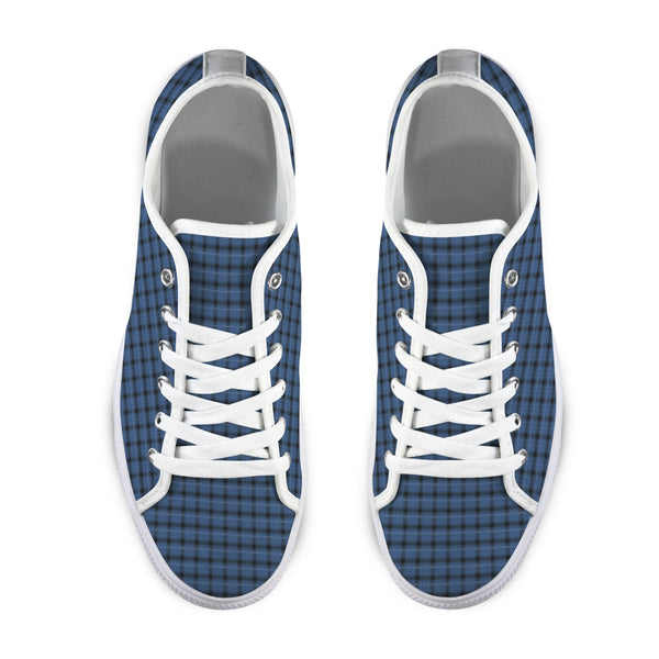 blue plaid print 4A Seattle Low Top Men's Shoes (Model 1013-6)
