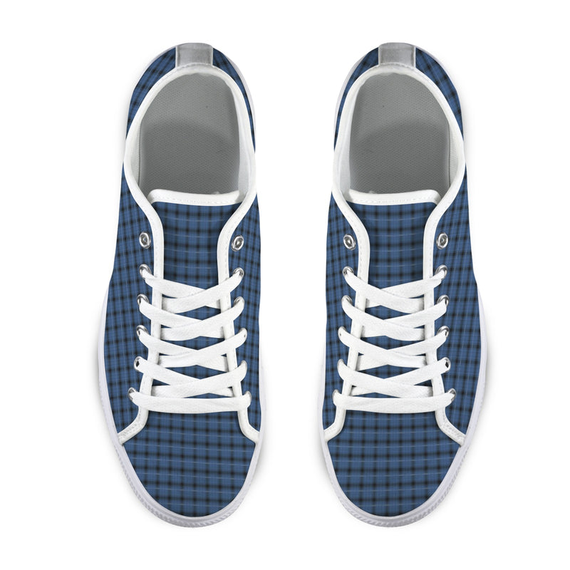 blue plaid print 4A Seattle Low Top Men's Shoes (Model 1013-6)