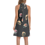 Tie Back Halter Neck Flared Dress