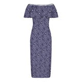 Paisley Royale Women's Off Shoulder Ruffle Boat Neck Dress (Model D71)