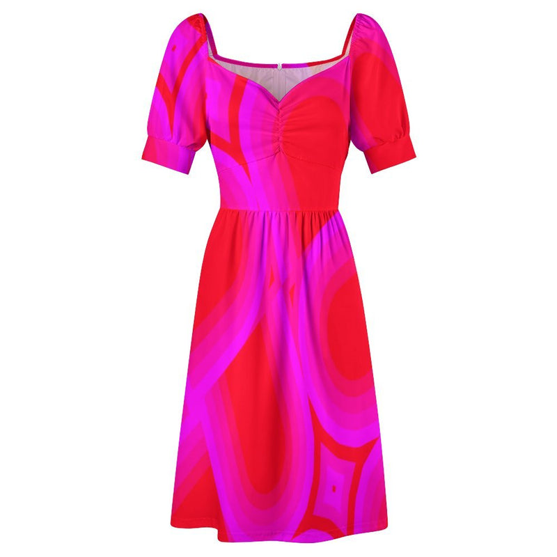 Sweetheart Neck Puff Sleeve Mini Dress (B271) Dress