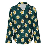 Long Sleeve Blouse (B648) Cropped hem shirt