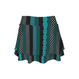 eclectic stripe print 3 High Waist Layered Ruffle Pockets Sports Skirt