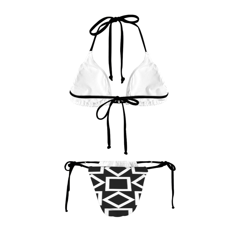 square diamond print 2 Women's Halter String Bikini Set