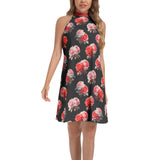 Tie Back Halter Neck Flared Dress