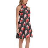 Tie Back Halter Neck Flared Dress