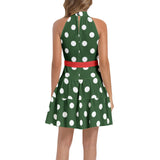 Ruffle Hem Belted Halter Dress