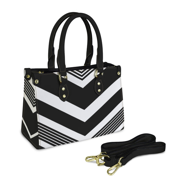 v bias print bw PU Leather Handbag-Small (Model 1747)