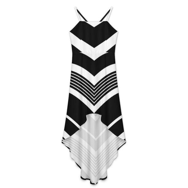 Women&#039;s High-Low Spaghetti Strap Dress Tailcoat skirt