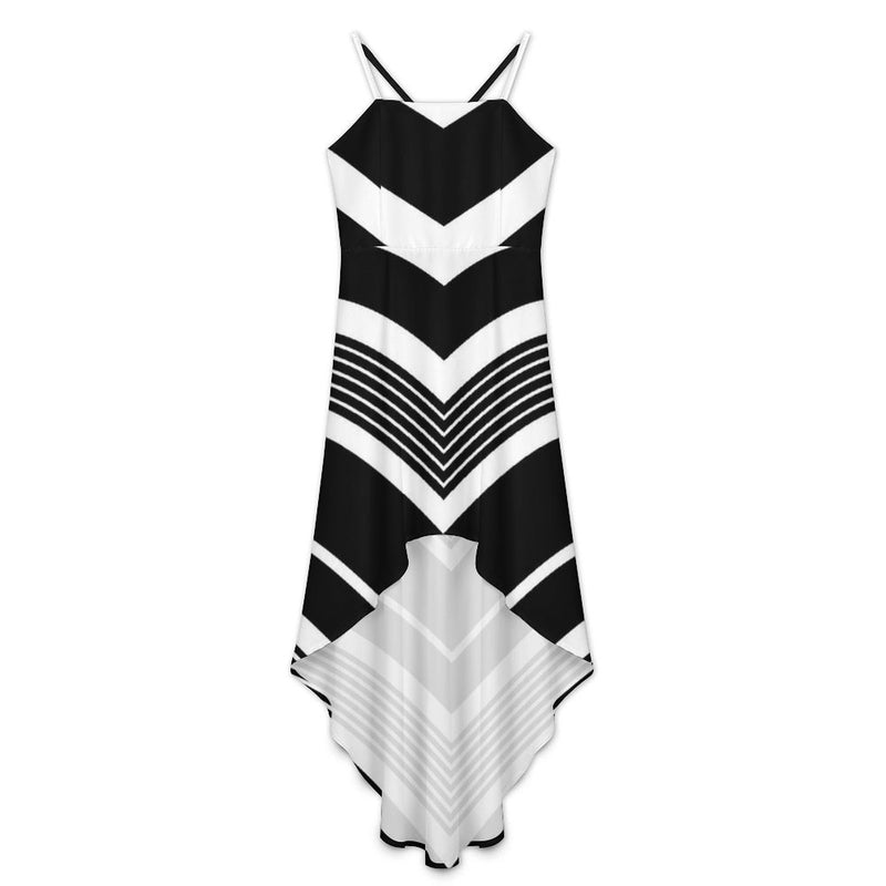 Women&#039;s High-Low Spaghetti Strap Dress Tailcoat skirt