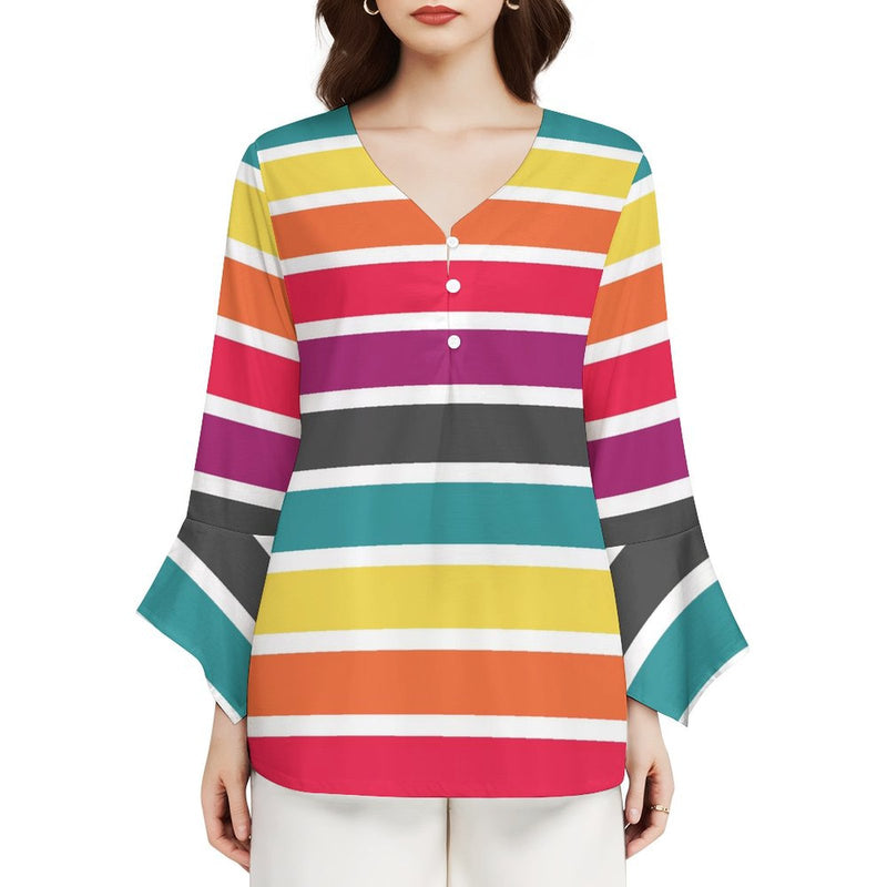 Women&#039;s V-Neck Petal Sleeve Blouse Petal sleeve top