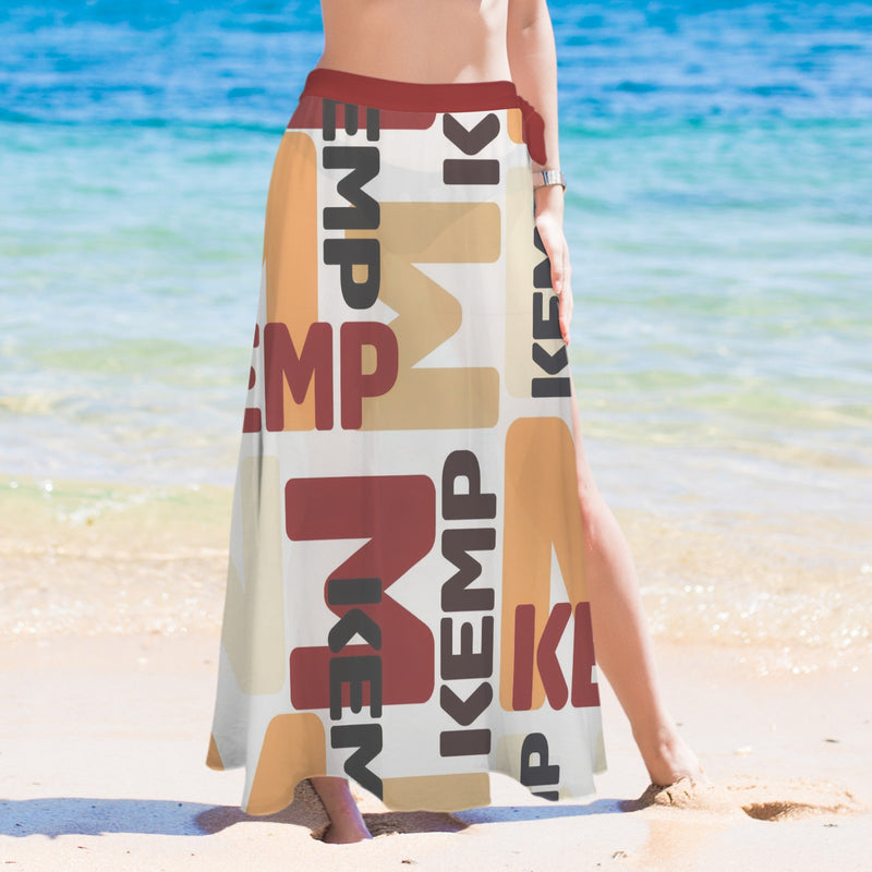 rust solid print 2A Women's Long Knot Side Cover Up