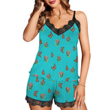 monarch milkweed (3) Women's Lace Camisole Pajama Set