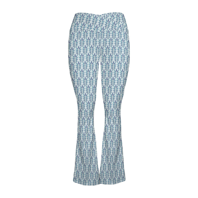 compound leaf print 2A High Waist Crossover Tummy Control Flare Leggings