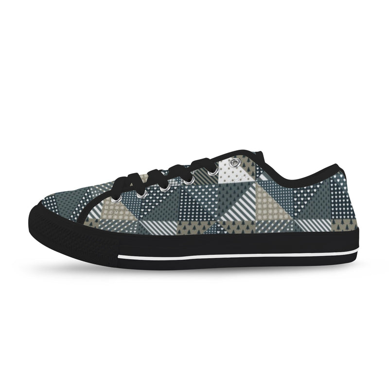 xmas split tone patchwork print Seattle Low Top Men's Shoes (Model 1013-6)