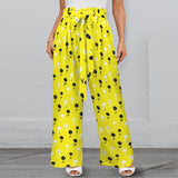lemon poppy Strappy Elastic Waist Wide Leg Pants with Pockets