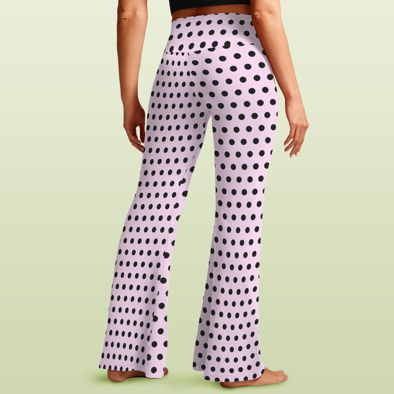 Polka Dot High Waist Crossover Tummy Control Flare Leggings