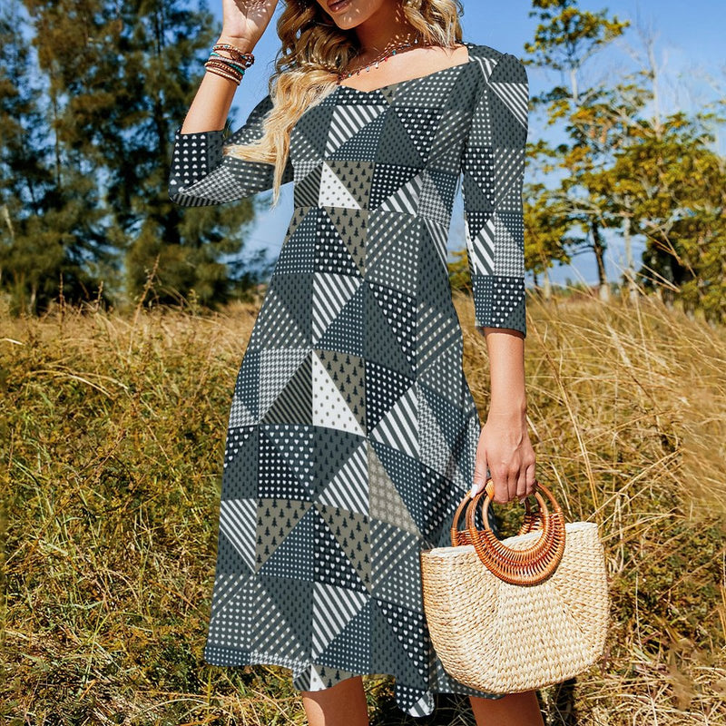 Patchwork Women&#039;s Sweetheart Dress Flare dress