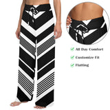 v bias print bw Women's Wide Leg Lounge Pants (Model L77)
